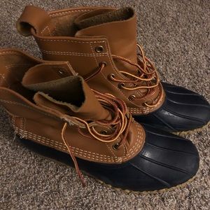L.L. Bean Tan and Black Lace-Up Boots
